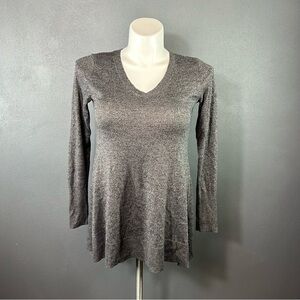 Apt. 9 Gray V-Neck Long Sleeve Sweater M